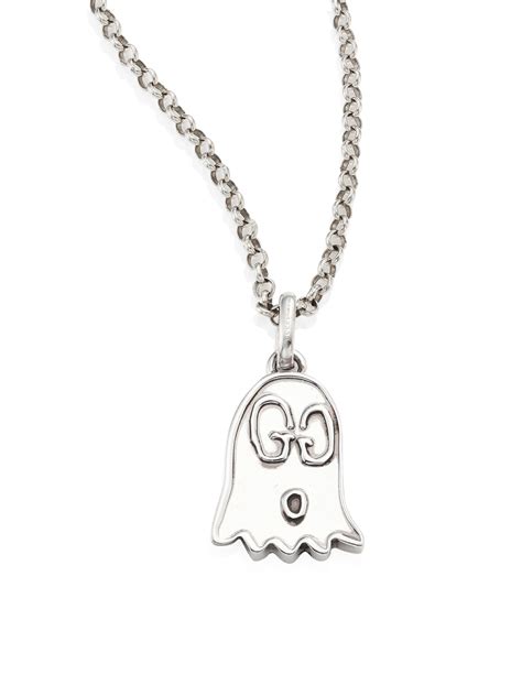 gucci sterling silver ghost necklace|gucci ghost necklace in silver.